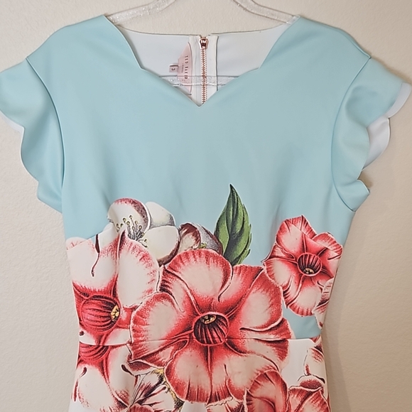 Ted Baker London Maevea Nectar mesh panel dress flower women's size 3 - Picture 4 of 15